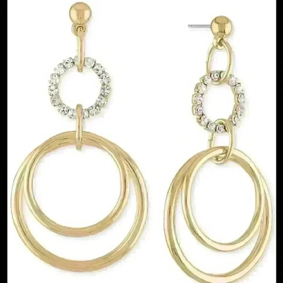 Rachel Roy new Gold tone multi circle drop earring - Picture 1 of 3